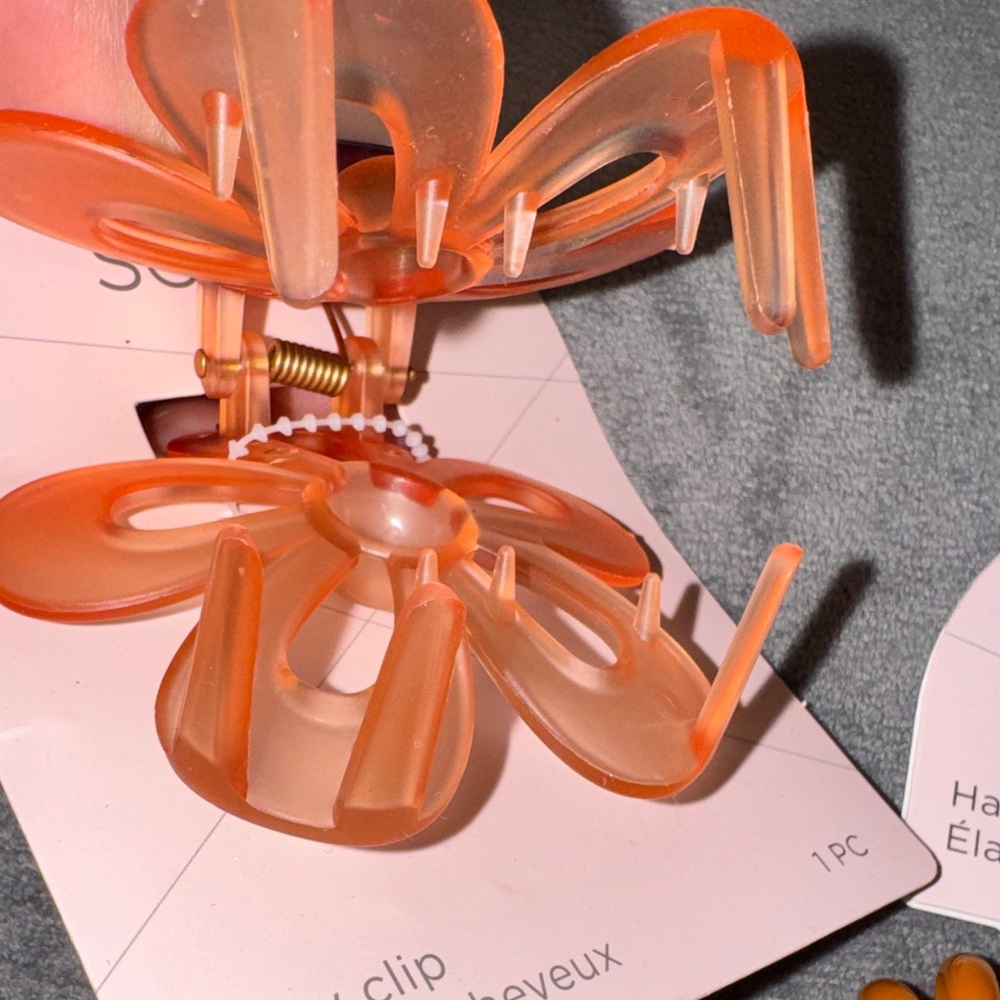 Sophi- Hair Accessory Set – Flower Claw Clip & Spiral Hair Ties NEW - Picture 5 of 8